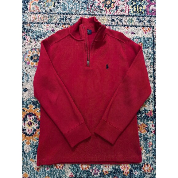 Polo Ralph Lauren Red Ribbed Estate Pullover Sweater Boy's Size Small (8) - Picture 1 of 6